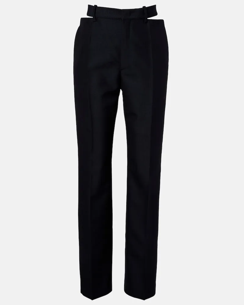 Jil Sander Pantaloni regular in lana e mohair con cut-out Nero