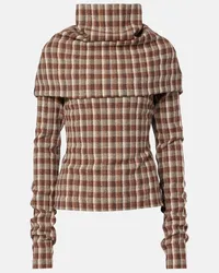 Acne Studios Top in misto cotone e lana a quadri Marrone