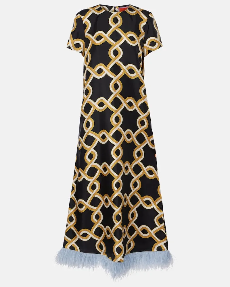 La DoubleJ Abito lungo Swing in twill di seta Nero