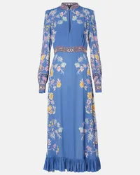 Etro Abito midi con stampa floreale Blu