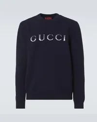 Gucci Felpa in lana con intarsio Nero