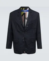 Junya Watanabe Blazer distressed in lana e seta Blu