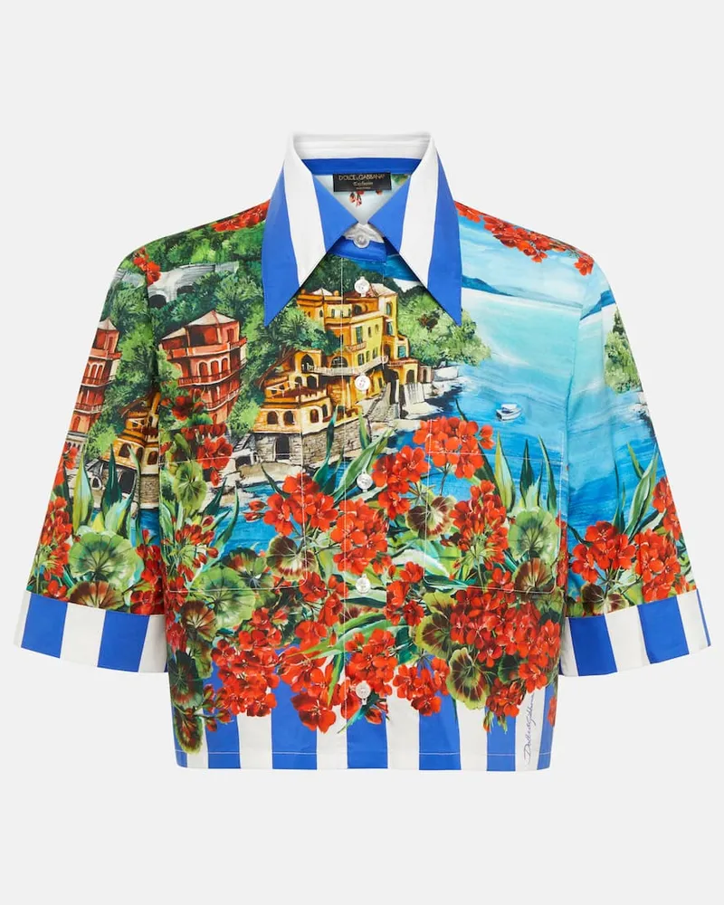 Dolce & Gabbana Camicia cropped Portofino in cotone Multicolore