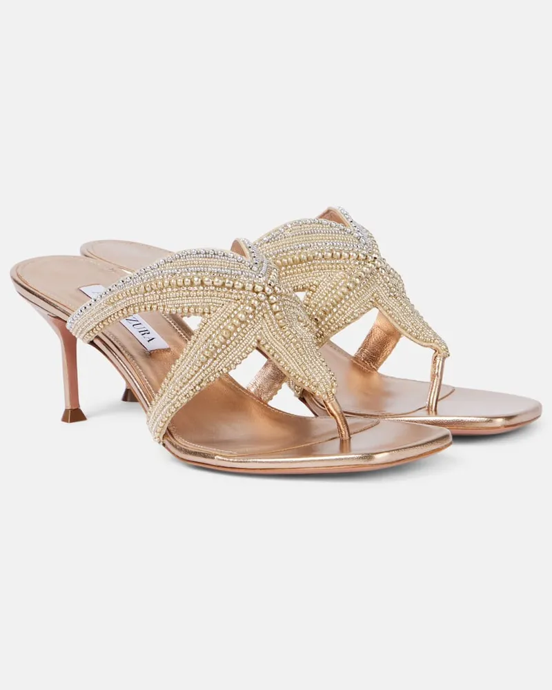 Aquazzura Sandali Reef Star 65 in pelle Oro