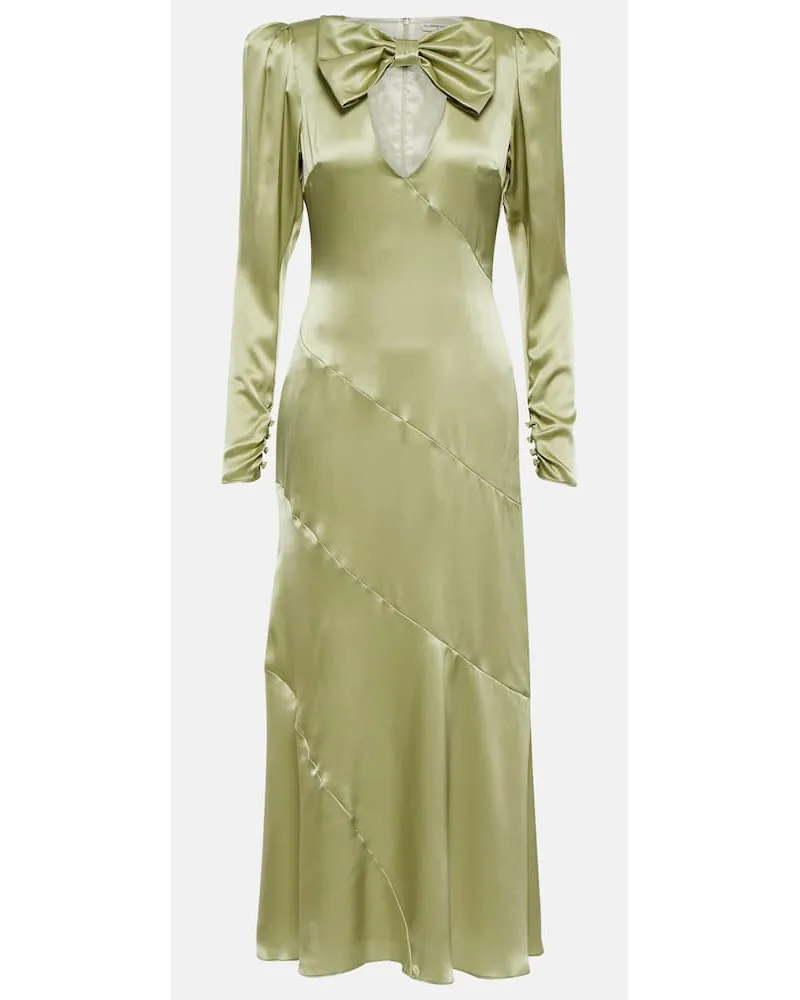 Alessandra Rich Abito lungo in seta con decorazioni Verde