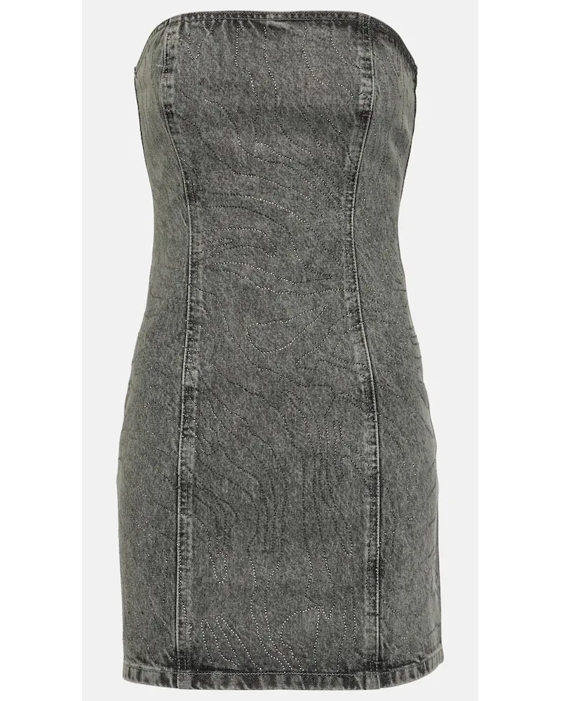 ROTATE Birger Christensen Miniabito di jeans con cristalli Grigio