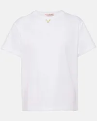 Valentino Garavani T-shirt VGold in jersey di cotone Bianco