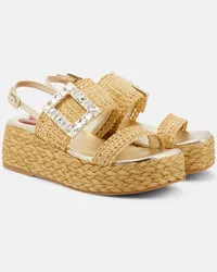 Roger Vivier Sandali espadrillas in rafia con platform Beige