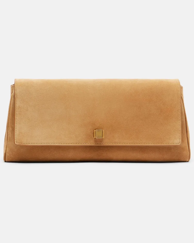 KHAITE Clutch Audrey in suede Beige