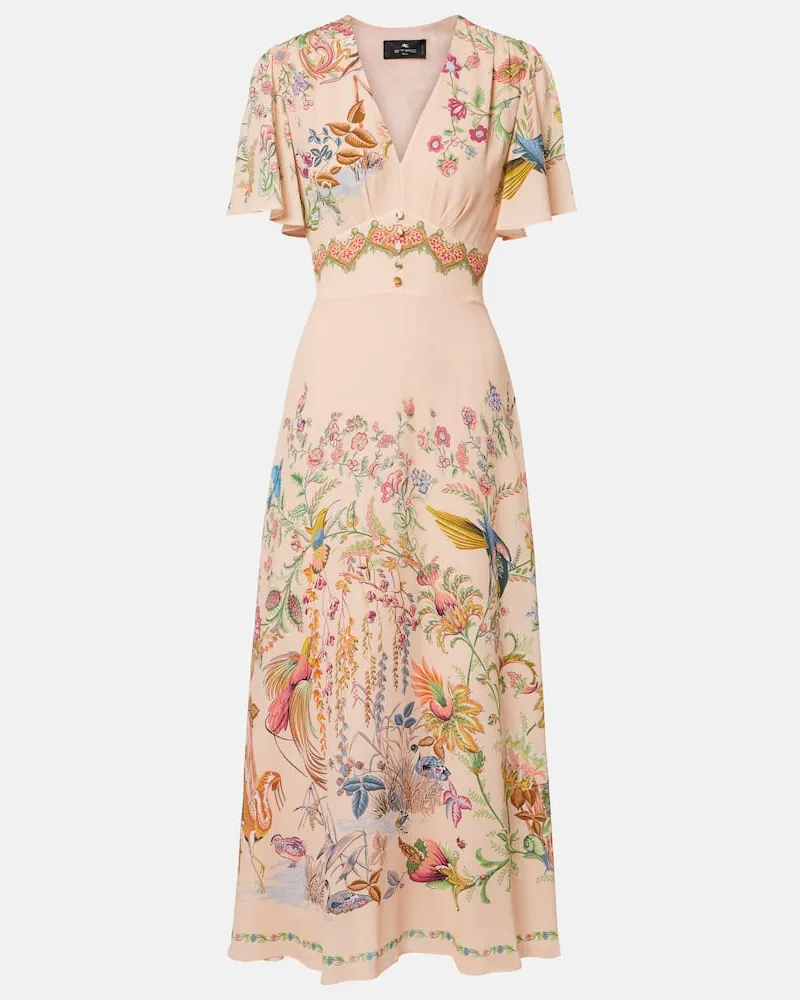 Etro Abito midi con stampa Rosa
