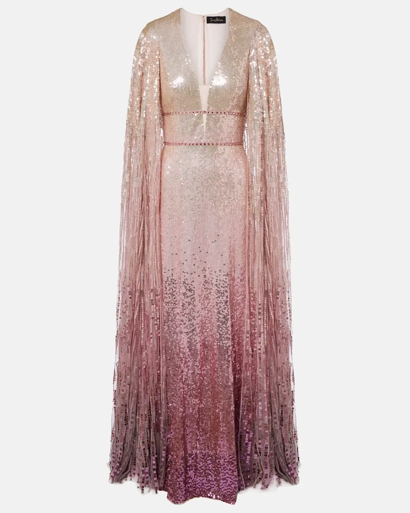 Jenny Packham Abito lungo Easy Breezy con paillettes Rosa