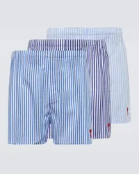 AMI Paris Set di 3 boxer in cotone con ricamo Blu