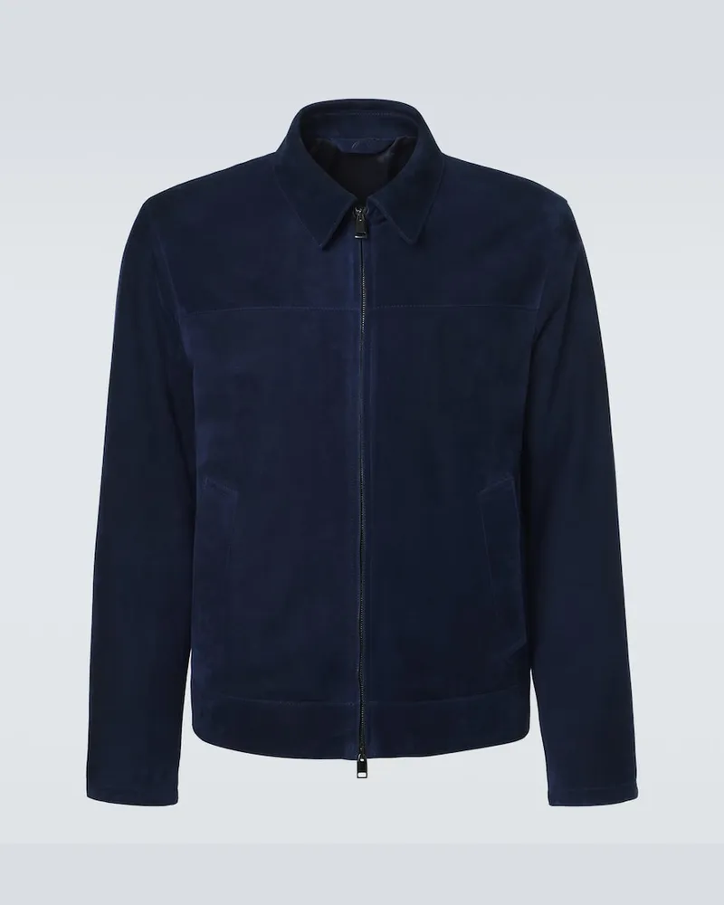 Brioni Giacca blouson in suede Blu