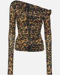 Blumarine Top con stampa leopardata Marrone