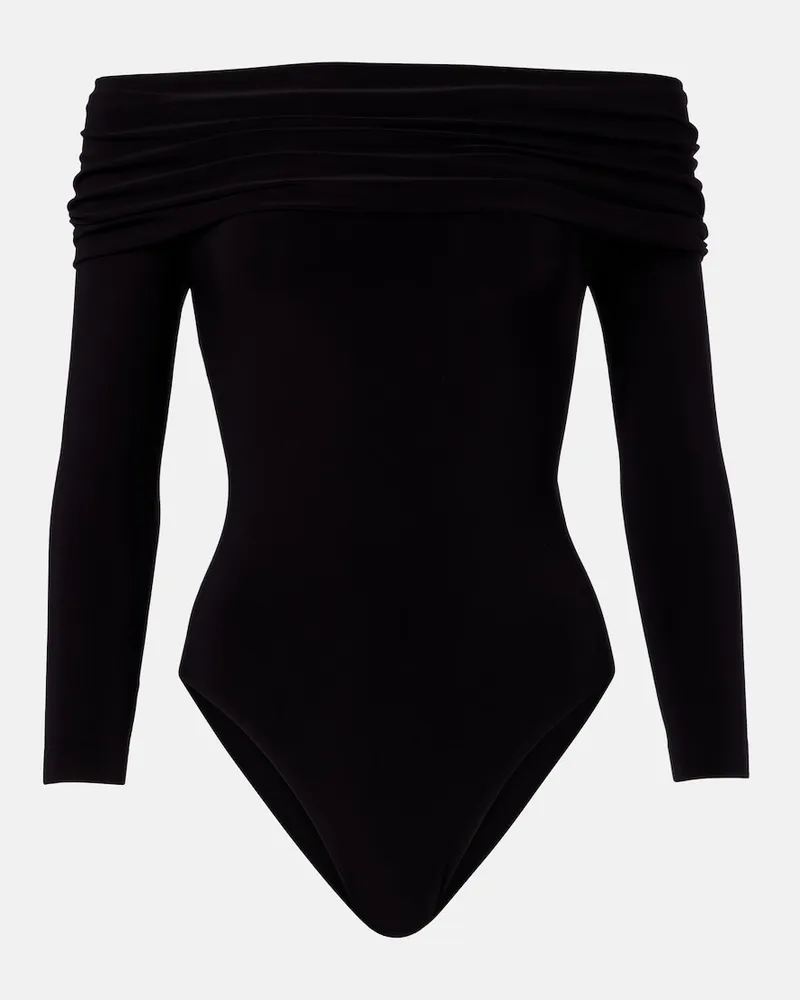 Norma Kamali Body off-shoulder in jersey Nero