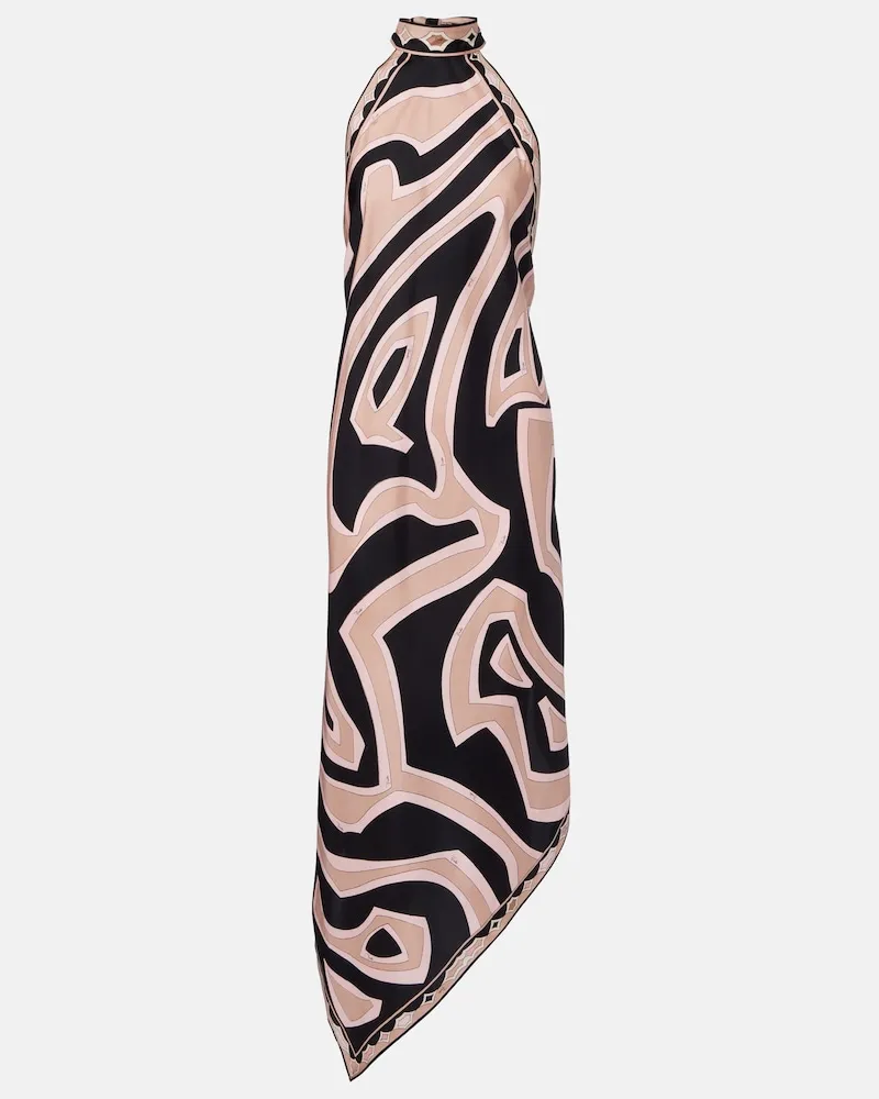Emilio Pucci Abito midi Labirinto in twill di seta Rosa