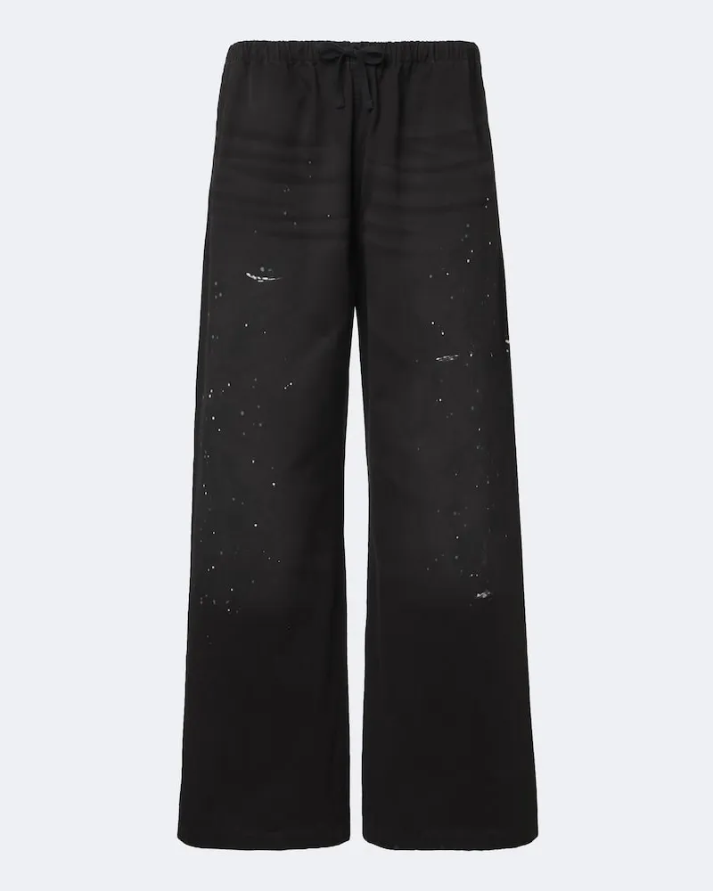 Acne Studios Pantaloni a gamba larga in twill di cotone Nero