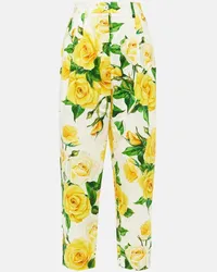 Dolce & Gabbana Pantaloni cropped in cotone con stampa floreale Multicolore