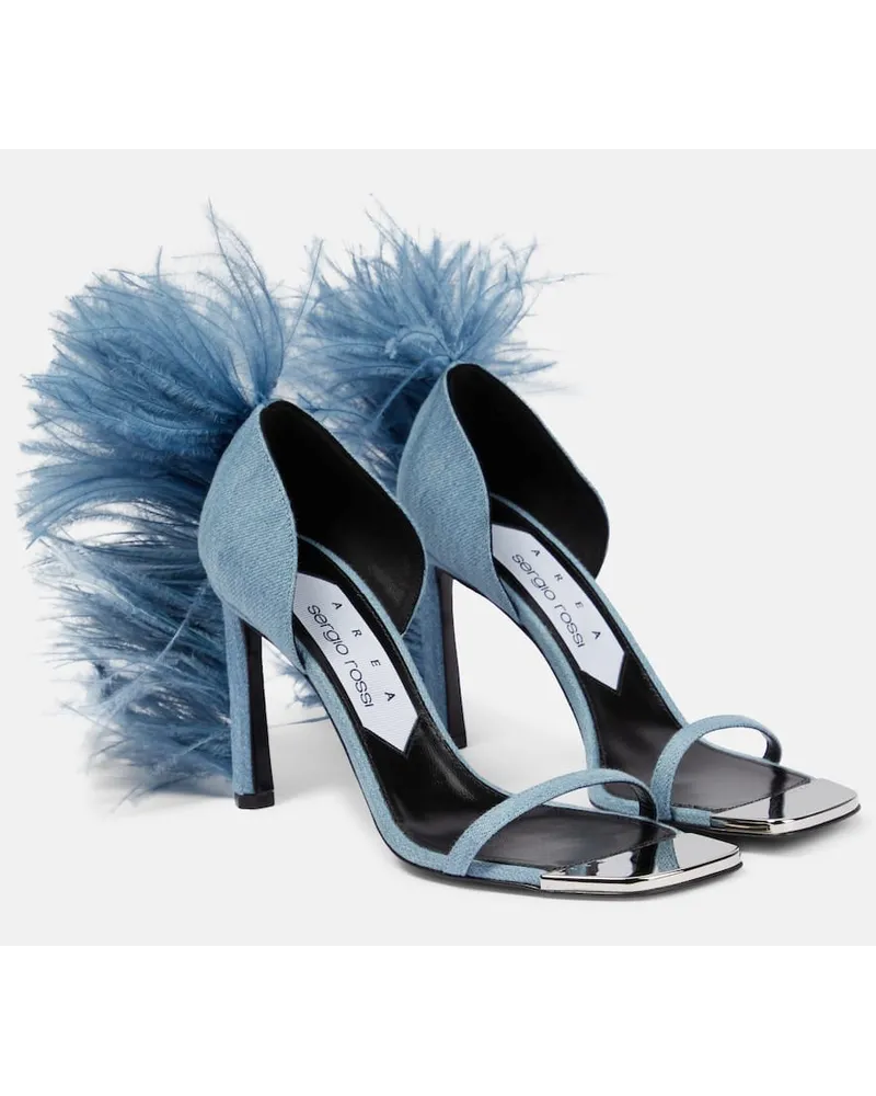 Area x Sergio Rossi - Sandali Amazona con piume Blu