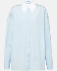 Prada Camicia in popeline di cotone con frange Blu