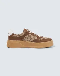 Gucci Sneakers GG con pelle Marrone