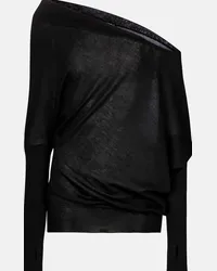 Tom Ford Pullover in cashmere e seta con scollo bardot Nero