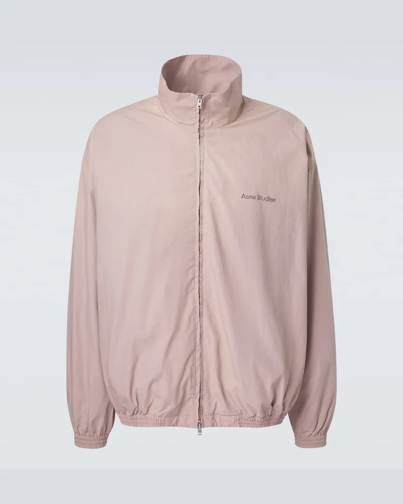 Acne Studios Bomber in popeline di cotone con logo Beige