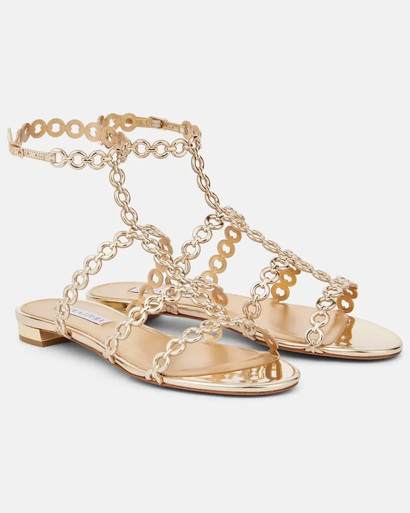 Aquazzura Sandali Infinity Chain in similpelle Oro