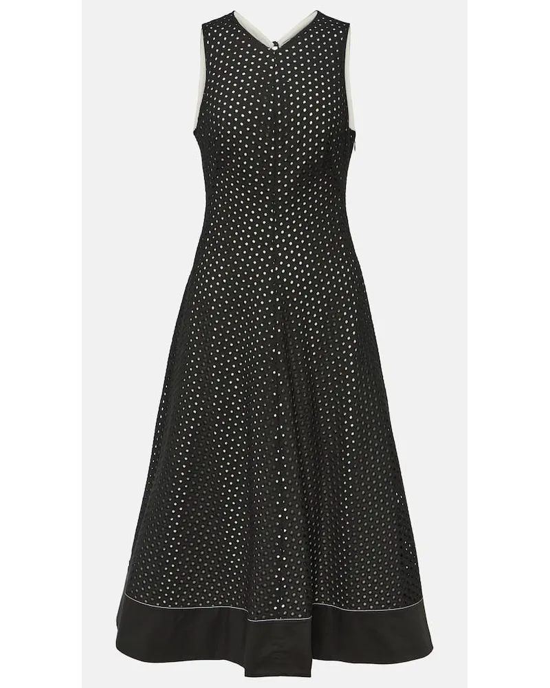 Proenza Schouler White Label - Abito midi Juno in misto cotone sangallo Nero