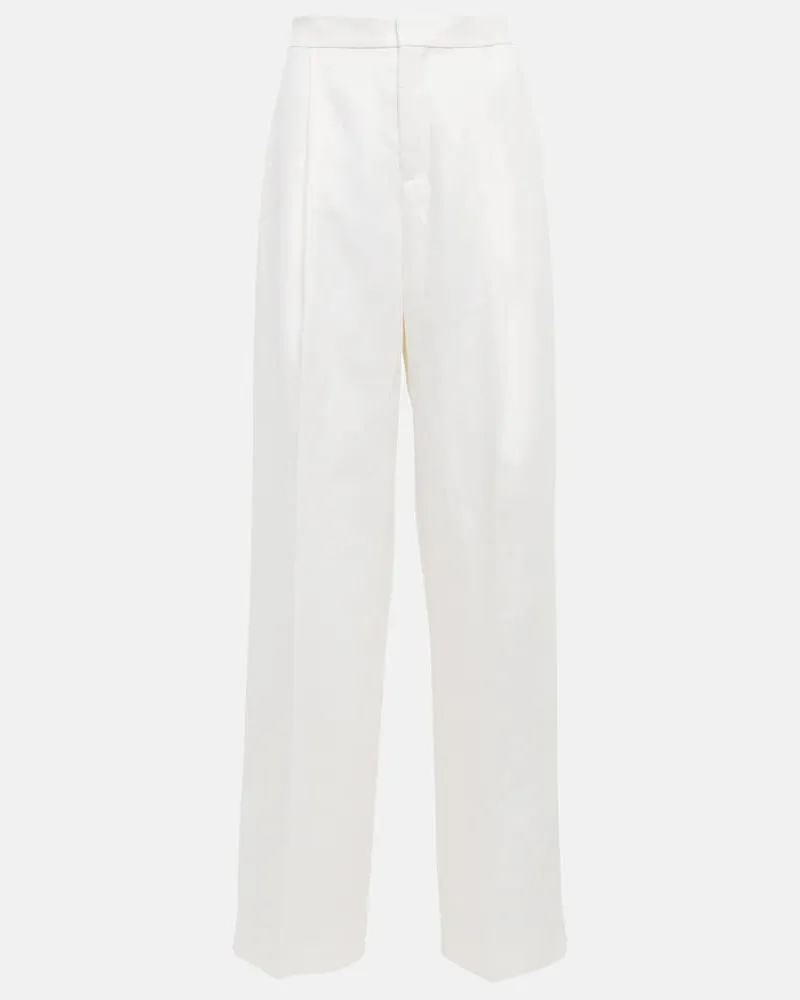 Chloé ChloÃ© Pantaloni regular in lino a vita media Bianco