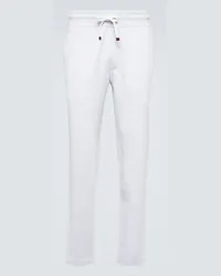 Brunello Cucinelli Pantaloni sportivi in misto cotone Bianco