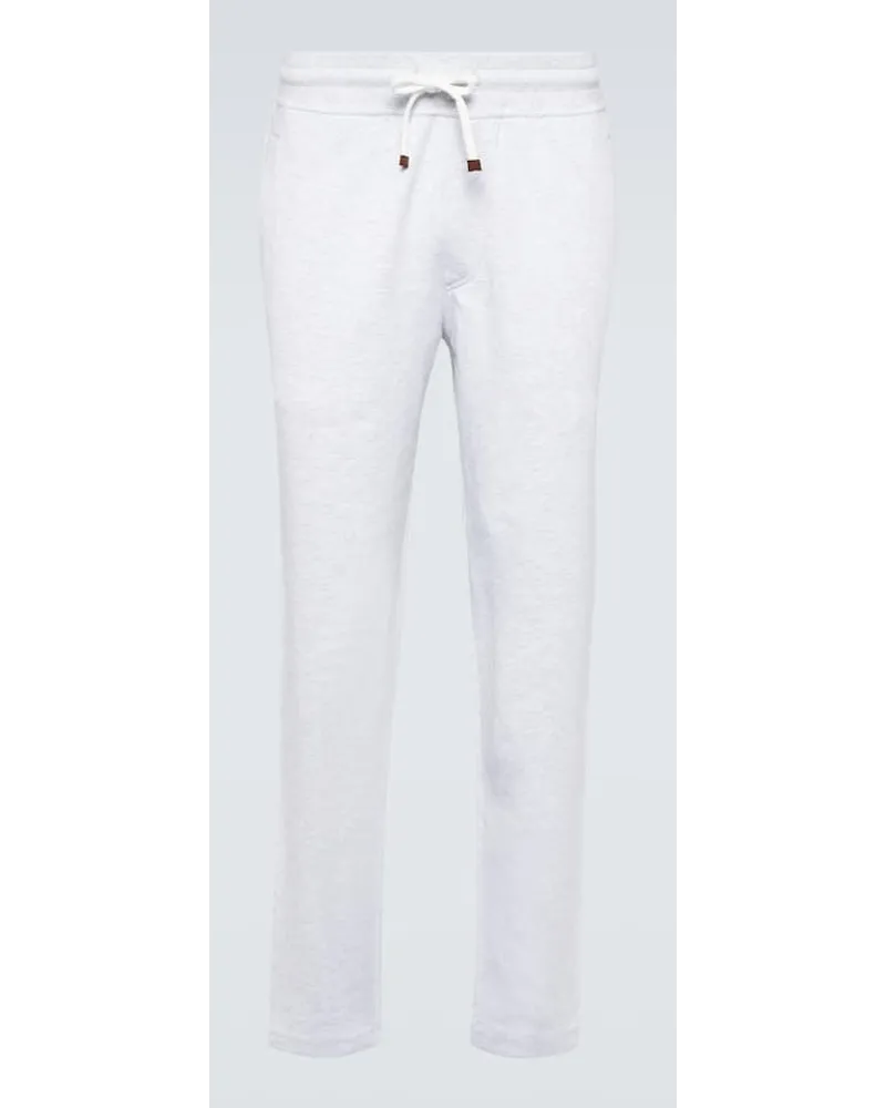 Brunello Cucinelli Pantaloni sportivi in misto cotone Bianco