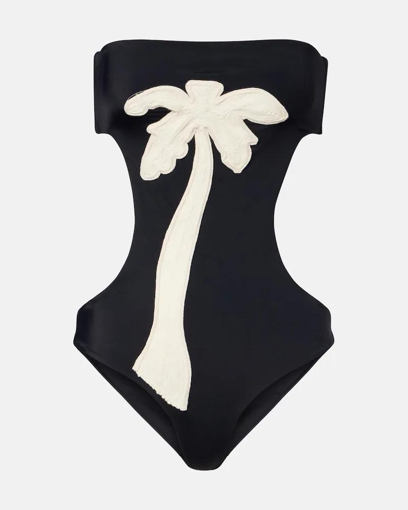 Johanna Ortiz Costume intero con ricamo e cut-out Nero