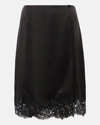 Stella McCartney Gonna midi in raso con pizzo Nero