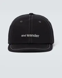 and wander Cappello da baseball in twill con logo Nero