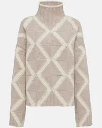 Bottega Veneta Pullover Argyle in lana con intarsi Beige