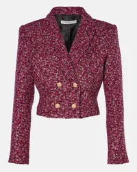 Alessandra Rich Blazer cropped in tweed con paillettes Viola