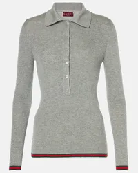 Gucci Polo Web Stripe in misto cashmere Grigio