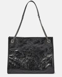 Saint Laurent Shopper Niki in pelle con logo Nero