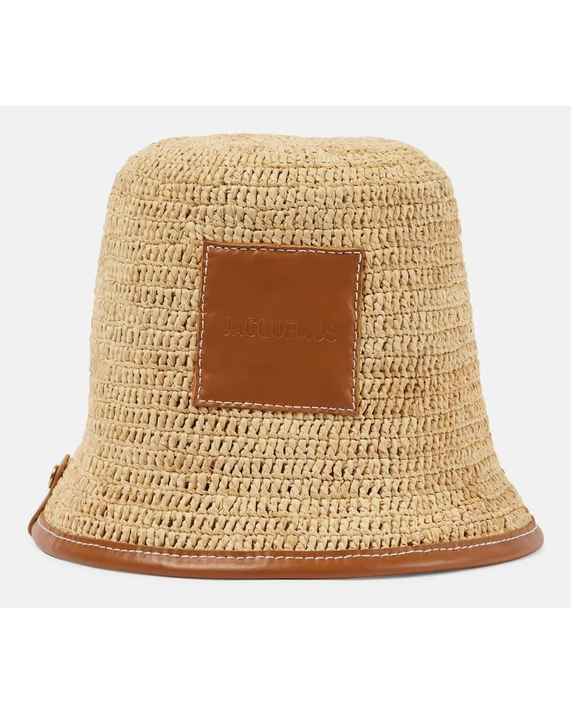 Jacquemus Cappello da pescatore Soli in rafia Beige