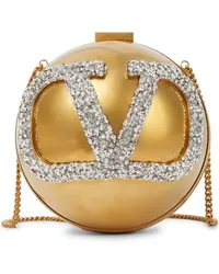 Valentino Garavani Clutch VLogo con cristalli Oro