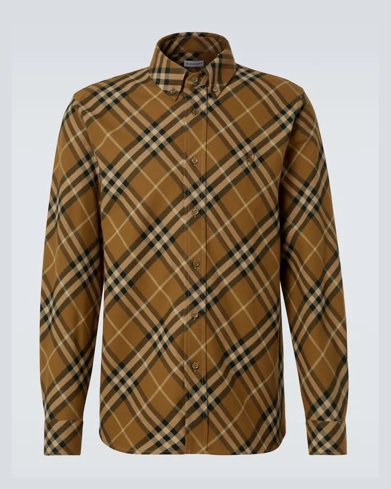 Burberry T-shirt in twill di cotone Burberry Check Grigio