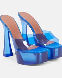 Amina Muaddi Mules Dalida Glass in PVC con plateau Blu