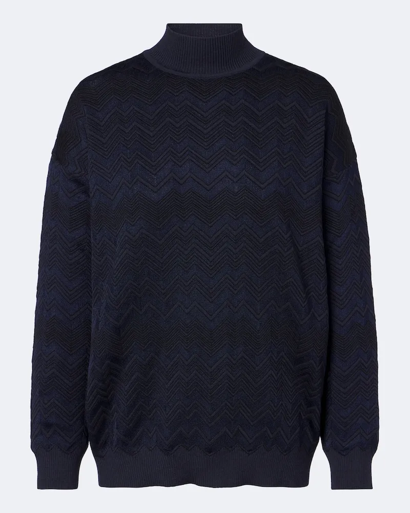 Missoni Pullover zig zag a collo alto Blu