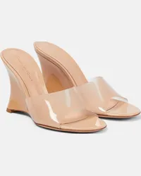 Gianvito Rossi Mules con zeppa Vernice in PVC Beige