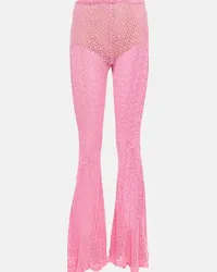 Blumarine Pantaloni flared in crochet Rosa