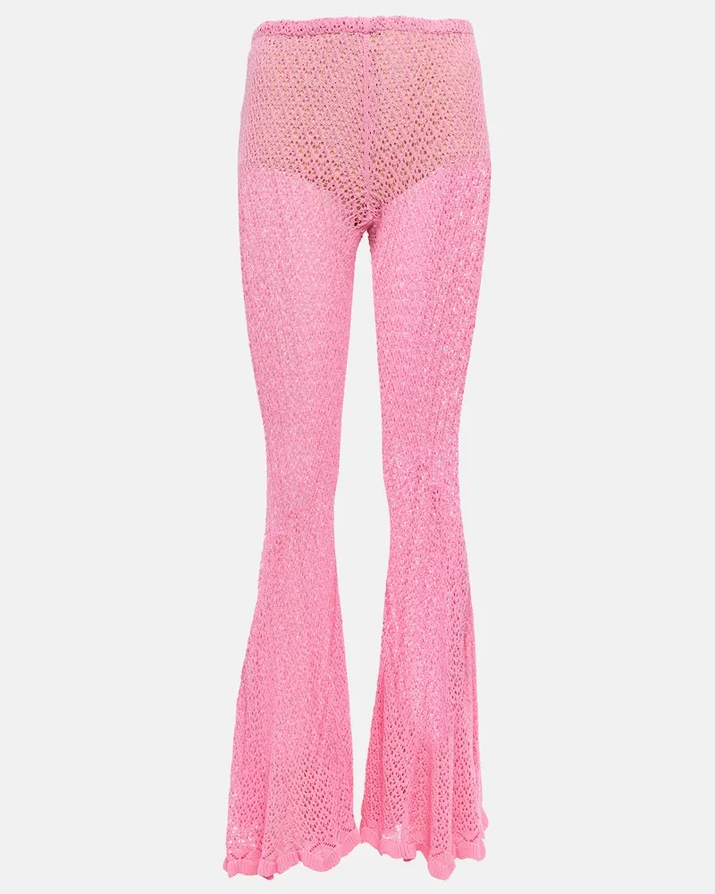 Blumarine Pantaloni flared in crochet Rosa