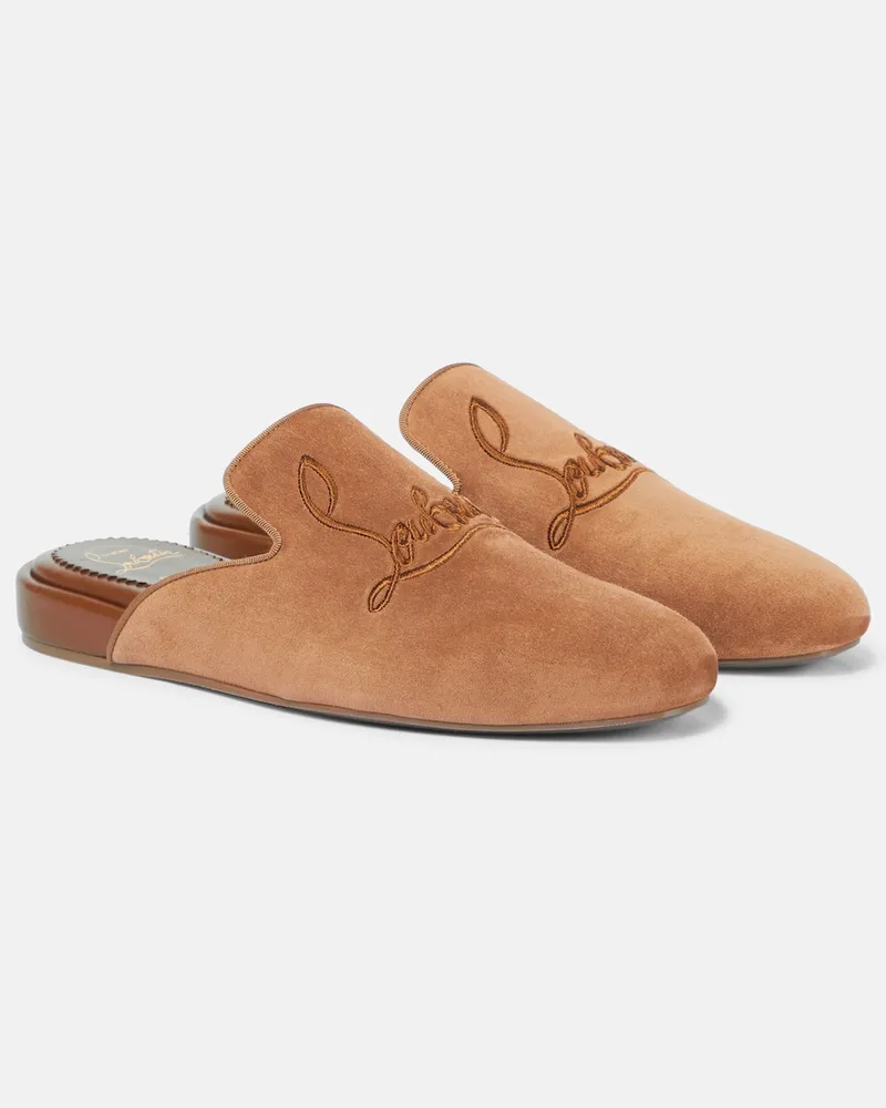 Christian Louboutin Slippers Navy Coolito in suede Marrone