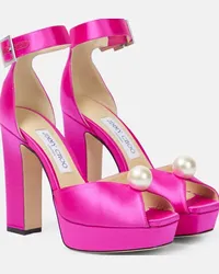 Jimmy Choo Sandali Socorie 120 in raso con plateau Rosa