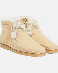 Totême Stivaletti in suede e shearling Marrone